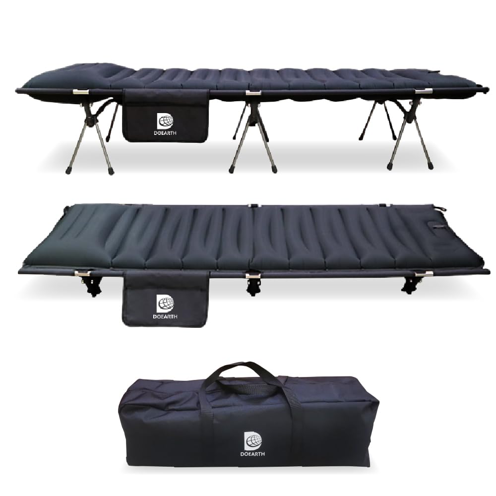 【メディアで話題沸騰】 コット 折りたたみベッド エアーマット エアーベッド 「ワンタッチ60秒で自動膨張×ハイロー切替可能×210cm×76cm×耐荷重150kg」【DOEARTH_エアーマットコットGussuri】