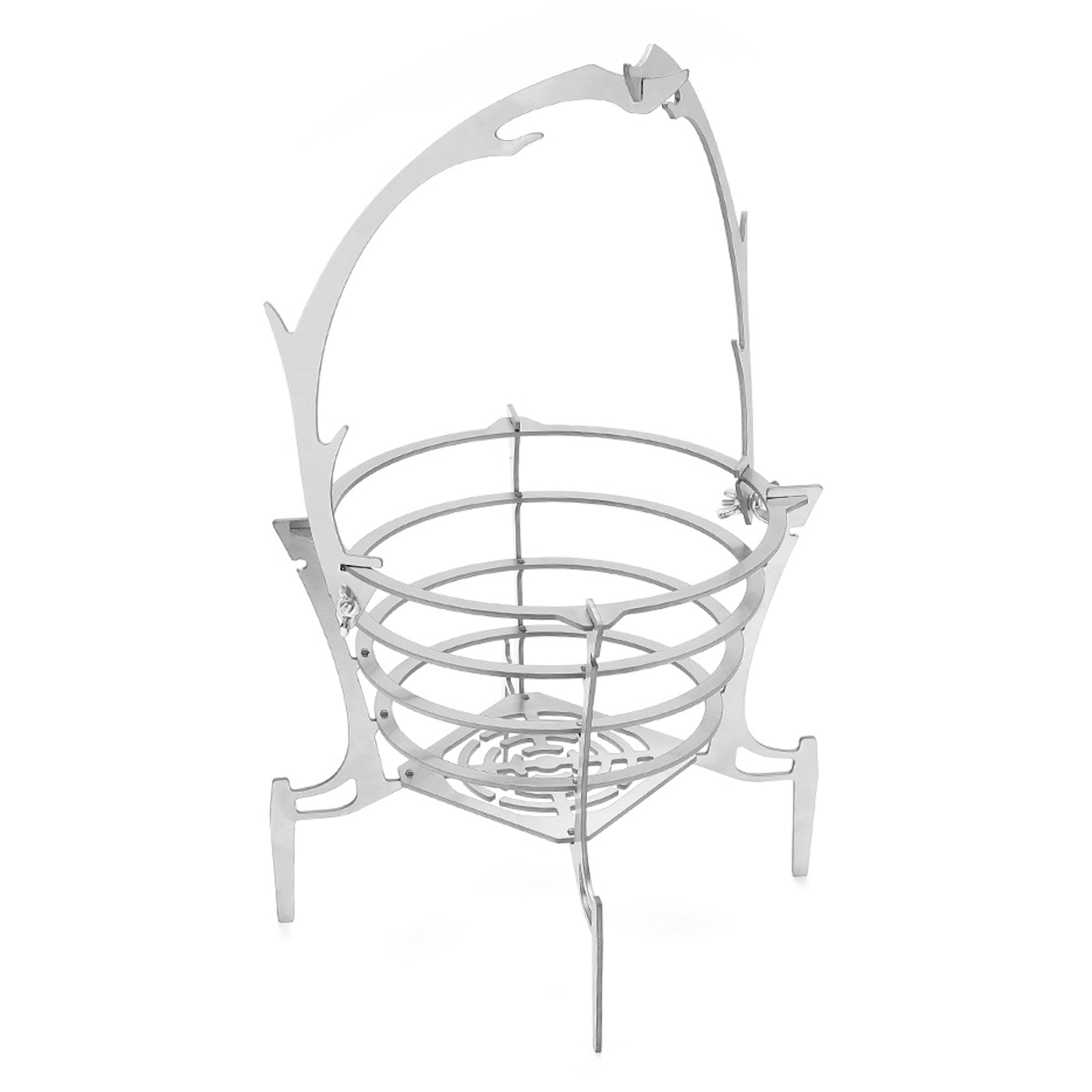 Lezalic 焚き火台 コンパクト 鹿角形 焚火台 ソロ キャンプ 組立式 軽量 460g ステンレス製 收袋付き 携帯 アウトドア 登山 野外 (シルバー)