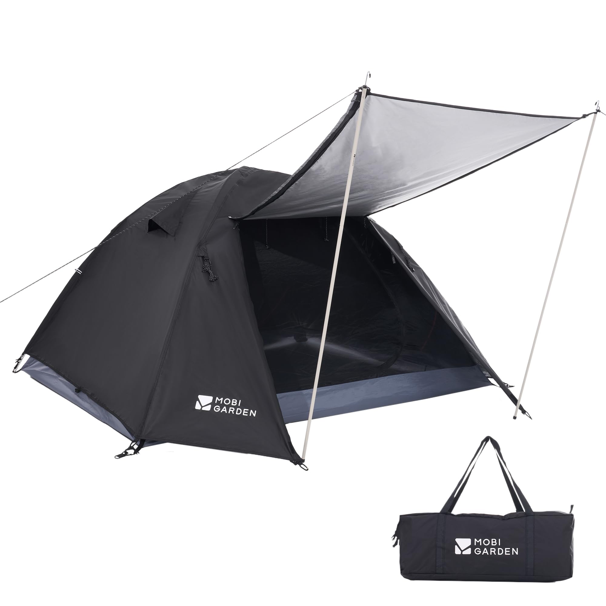 MOBI GARDEN テント キャンプテント 二重層 軽量 コンパクト アルミ製ポール 撥水加工素材 UVカット アウトドア 簡単設営 収納バッグ付き キャンピング 登山