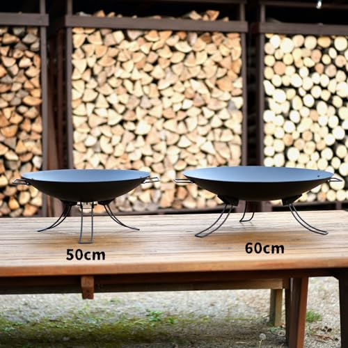cacomoca Fire Pit CAMP 折りたたみ式焚き火台、スチール製、専用ケース付き、耐熱塗装 (50cm)