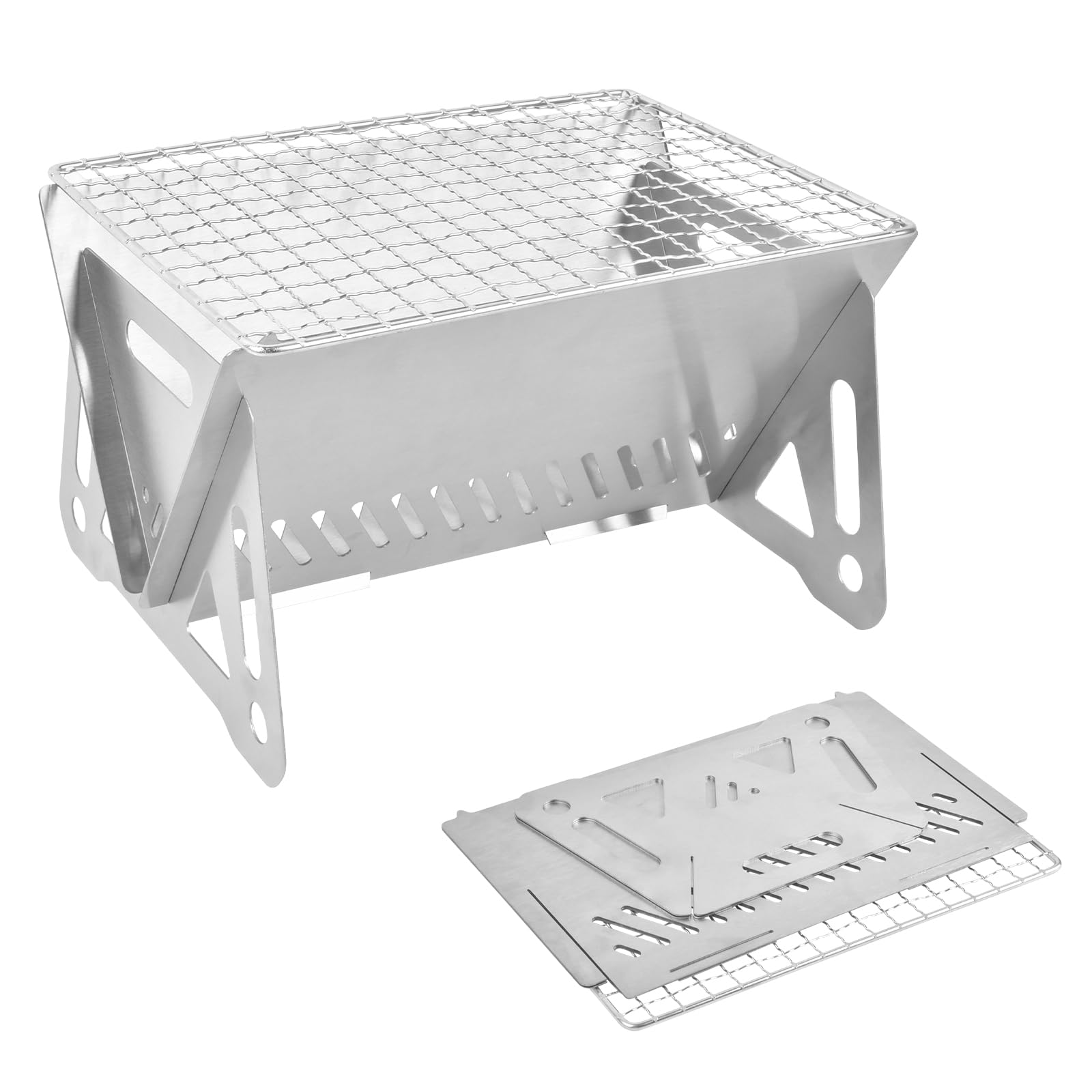 SOHAPI 折りたたみ 焚き火台 バーベキューコンロ 軽量 焼き鳥台 BBQグリル ソロキャンプ用品 ステンレス製 収納便利 アウトドア キャンプ バーベキューセット 焚火台 組立簡単 コンパクト 携帯便利 Sサイズ