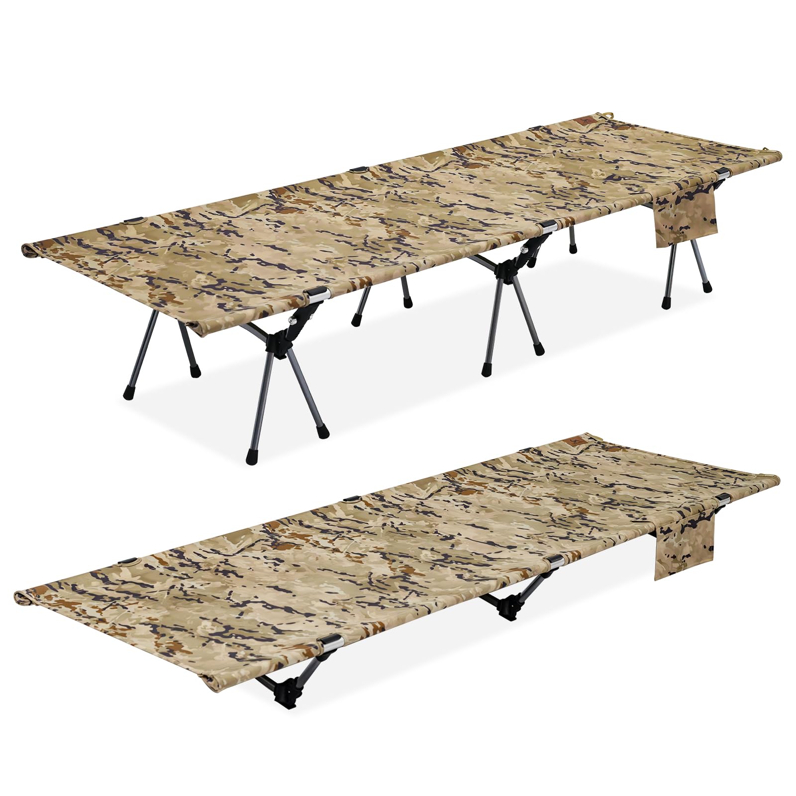 TOMOUNT アウトドアベッド キャンプコットコンパクト 折りたたみ式 耐荷重150kg 2WAY 高低兼用 高さ調整2段階 軽量 簡易バイクツーリング 野外用 自宅用 会社用 収納バッグ付き