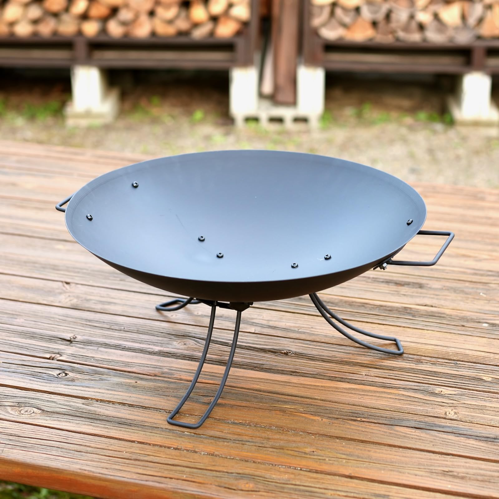 cacomoca Fire Pit CAMP 折りたたみ式焚き火台、スチール製、専用ケース付き、耐熱塗装 (50cm)
